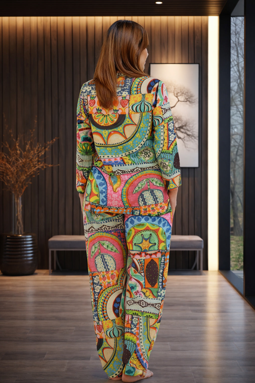 Artistic Printed Cotton Pajama Set