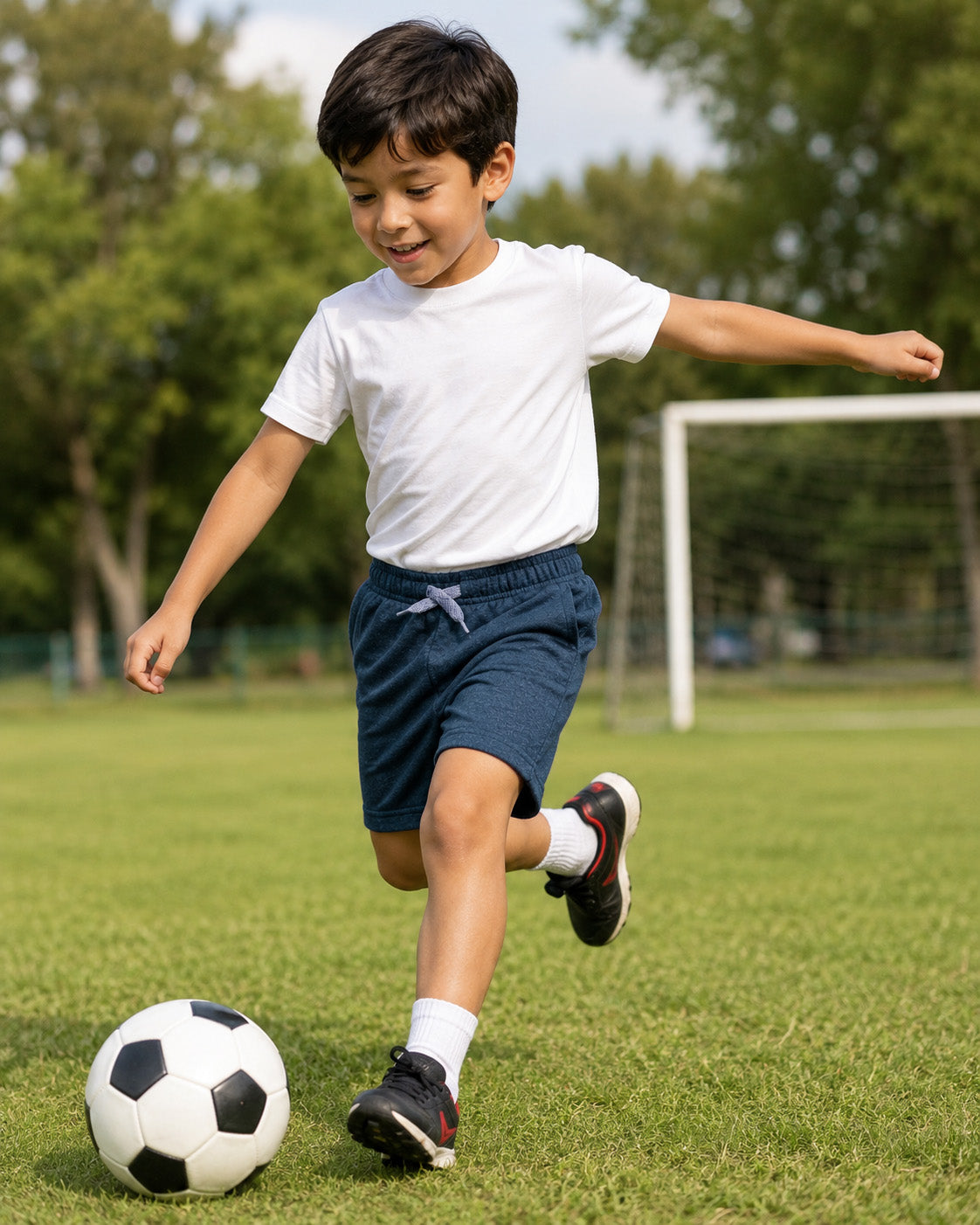 Kids Heather Navy Casual Shorts | Drawstring Summer Shorts for Boys & Girls