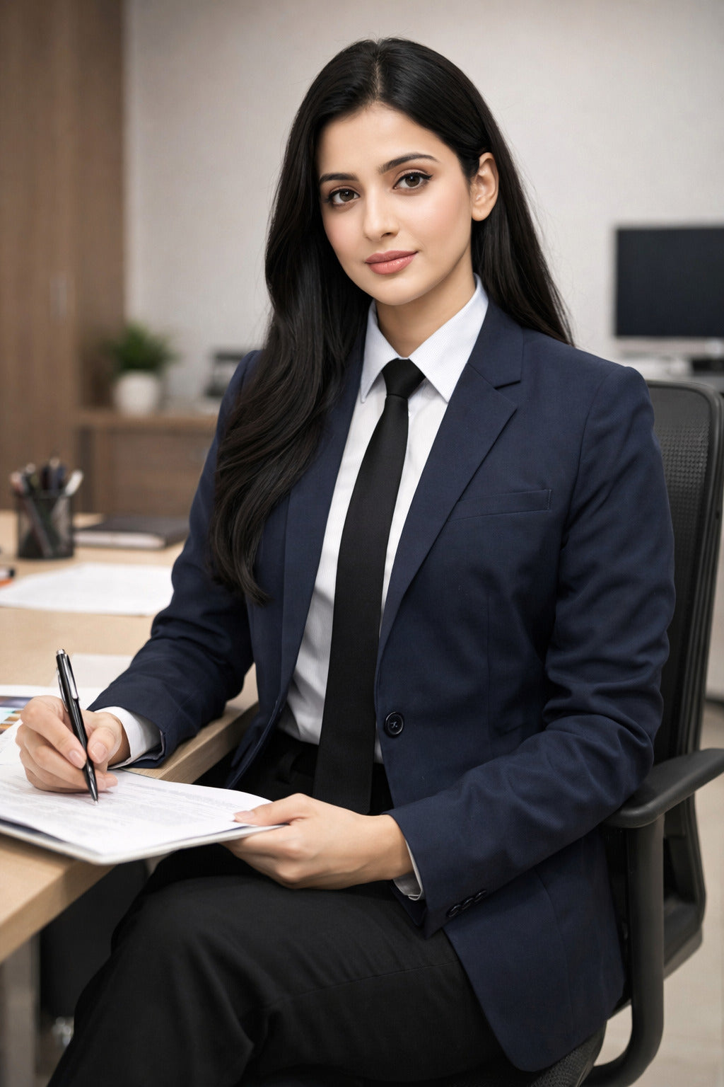 Elegant Navy Blazer for Women - Professional Fit - Office Attire