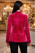 Elegant Velvet Blazer for Women - Stylish Fit - Pink