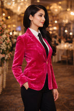 Elegant Velvet Blazer for Women - Stylish Fit - Pink