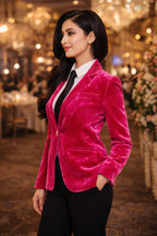 Elegant Velvet Blazer for Women - Stylish Fit - Pink