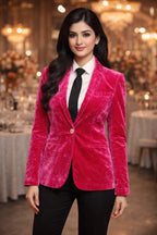 Elegant Velvet Blazer for Women - Stylish Fit - Pink