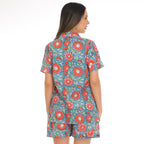 Colorful Flower Print Shorts Set