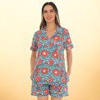 Colorful Flower Print Shorts Set