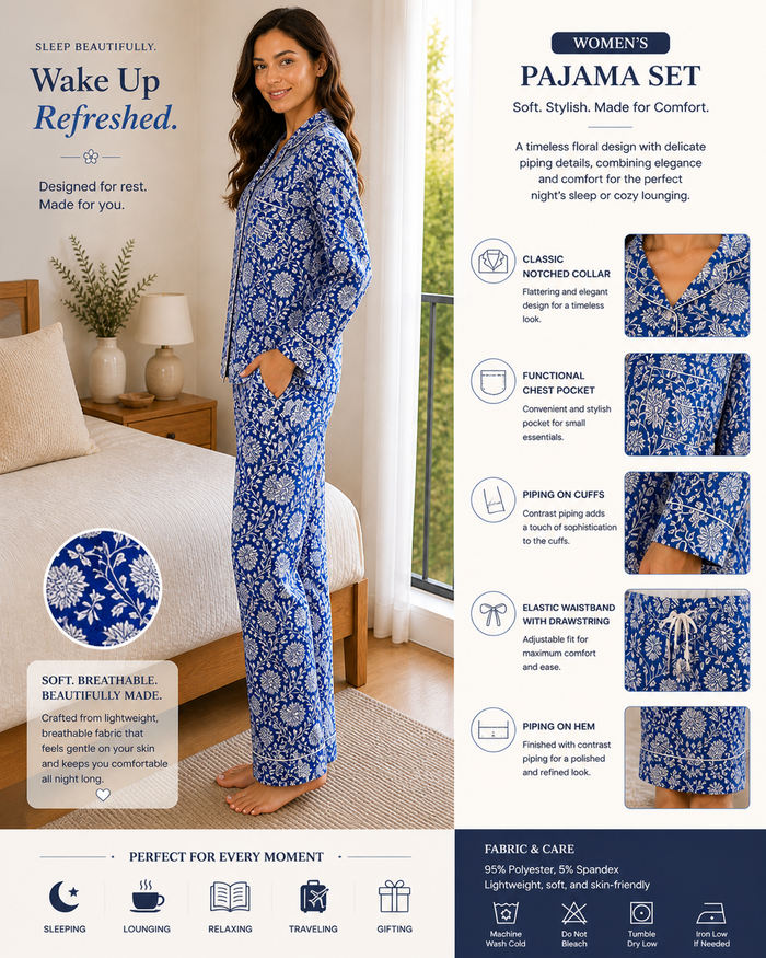 Blue Cotton Pajama Set