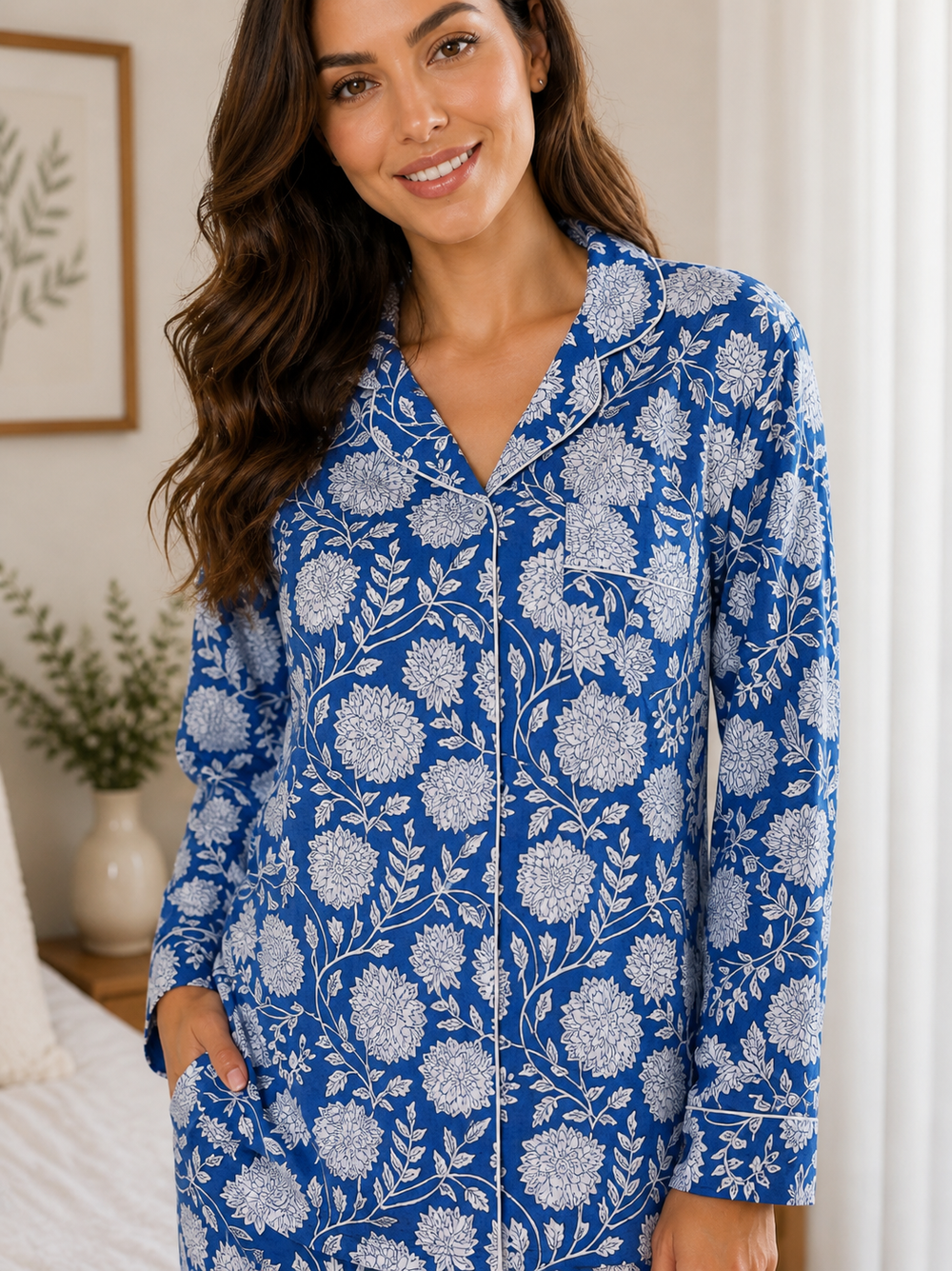 Blue Cotton Pajama Set
