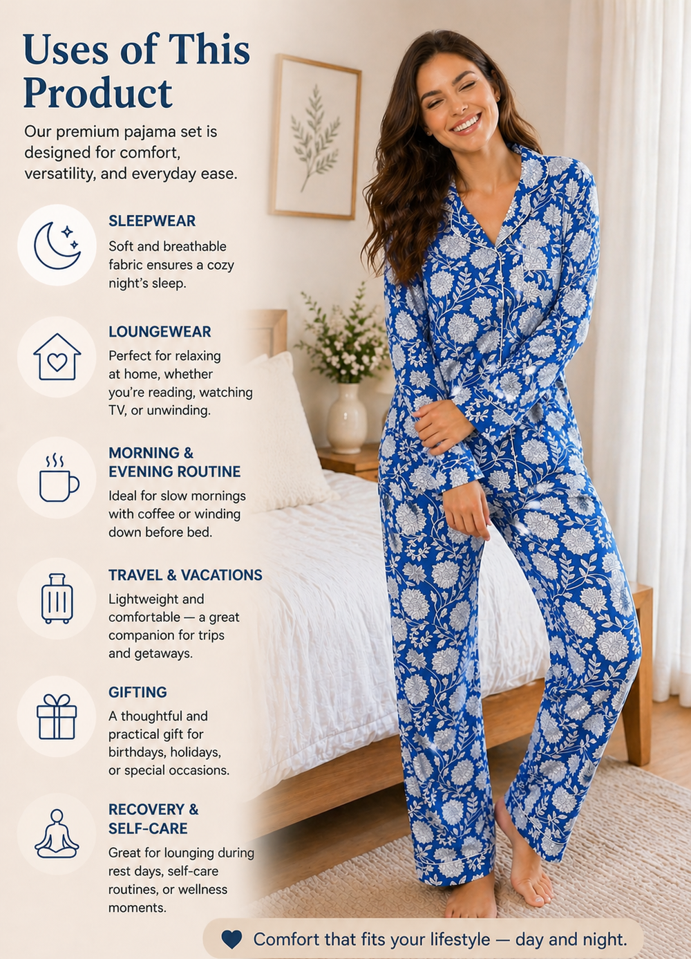Blue Cotton Pajama Set