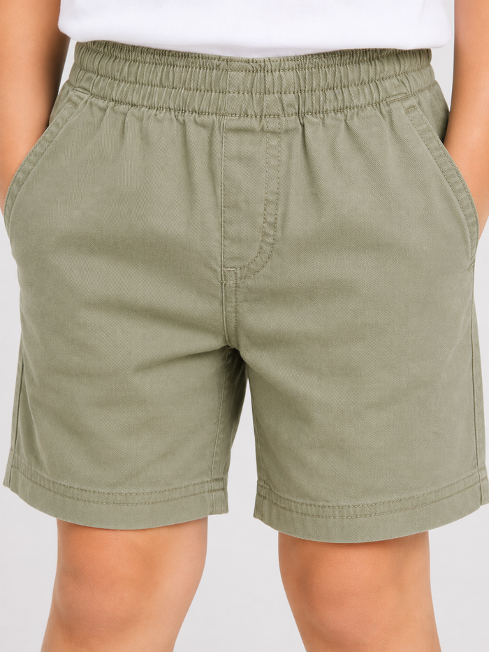 Kids Olive Green Cotton Shorts