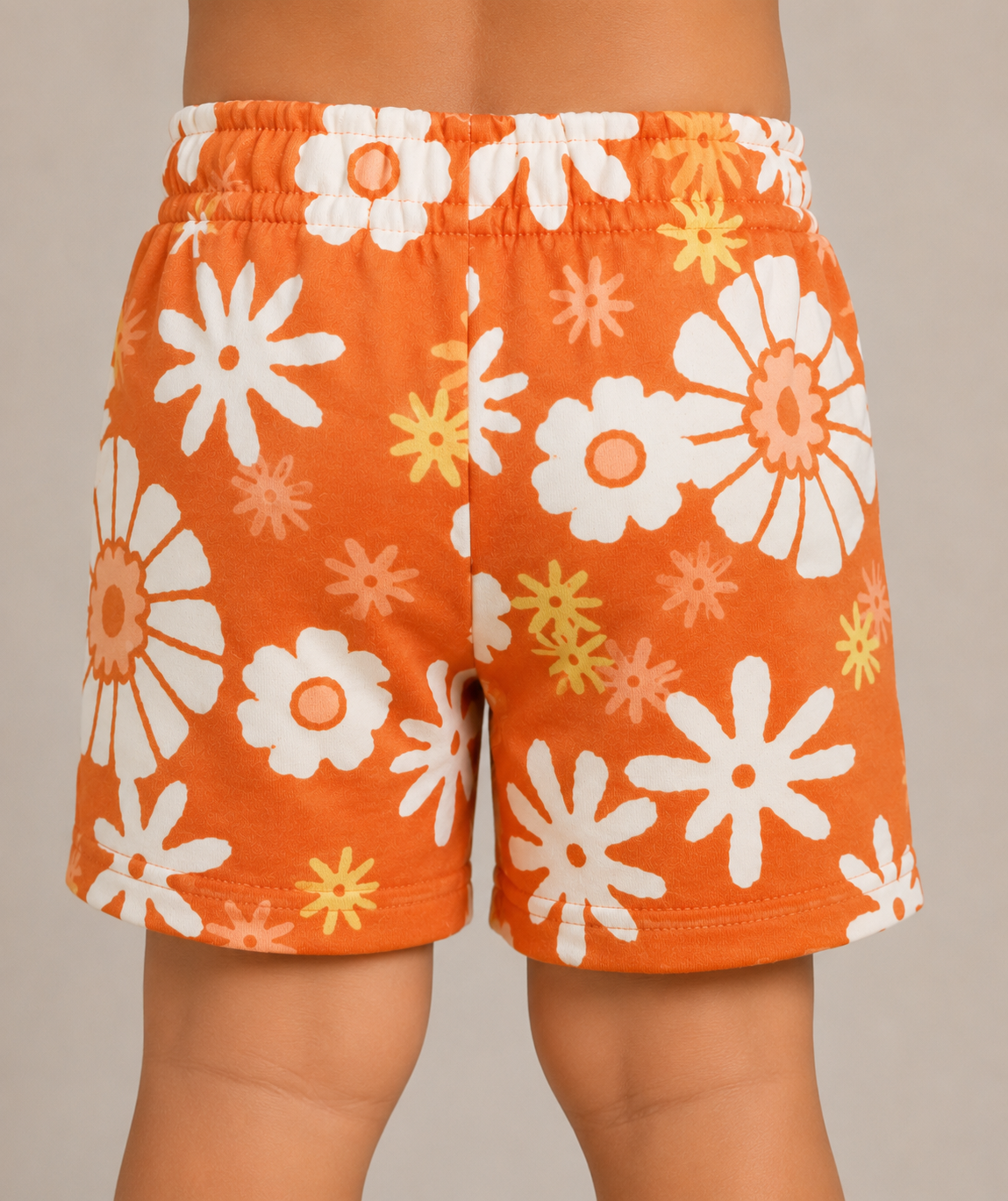 Kids Floral Print Casual Shorts | Orange Drawstring Summer Shorts for Boys & Girls