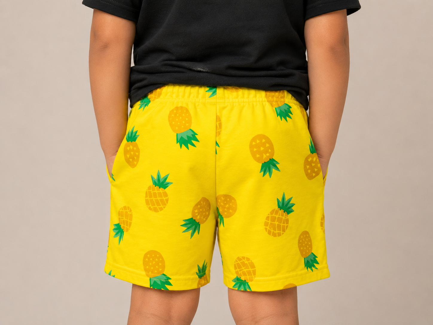 Kids Pineapple Print Casual Shorts | Boys & Girls Cotton Summer Drawstring Shorts