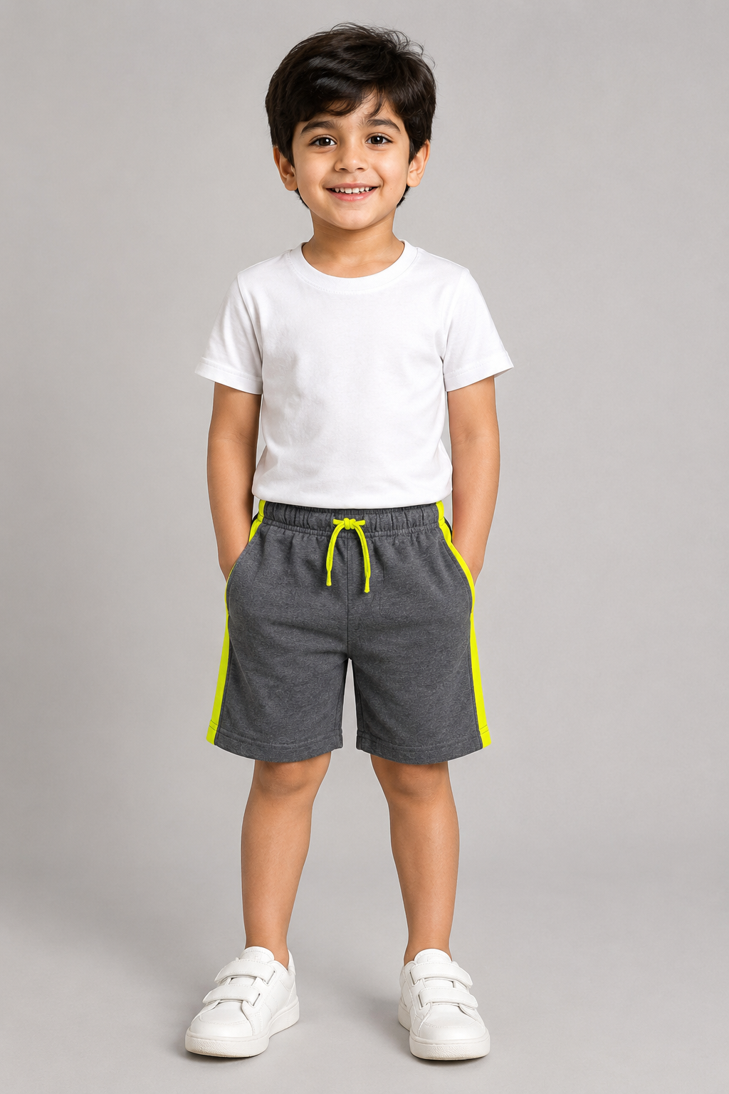 Kids Sports Colorblock Shorts with Drawstring Waistband & Side Panels for Boys and Girls