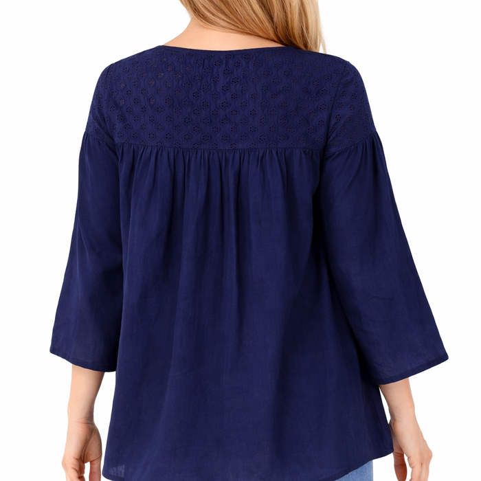 Navy Blue Cotton Tunic Top