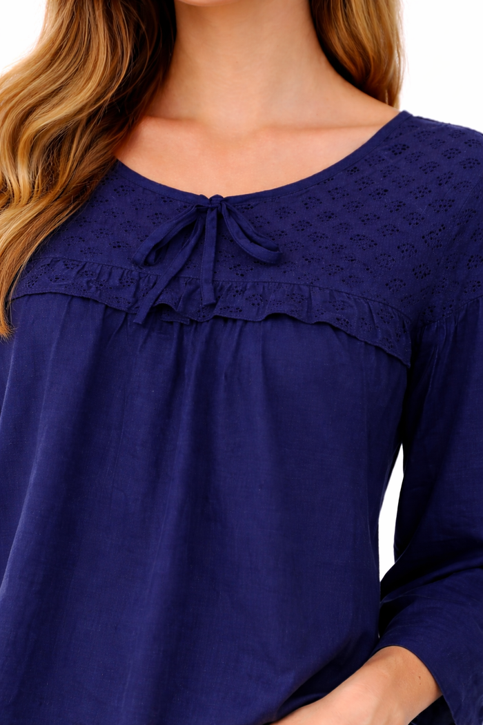 Navy Blue Cotton Tunic Top