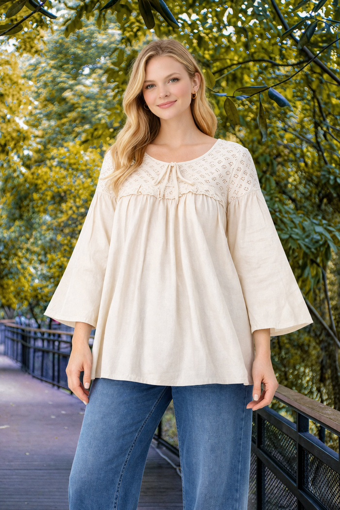 Cream Cotton Tunic Top