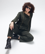 Olive Green Athleisure Track Pants ,Convertible Jacket