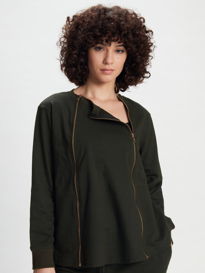 Olive Green Zip-Up Jacket