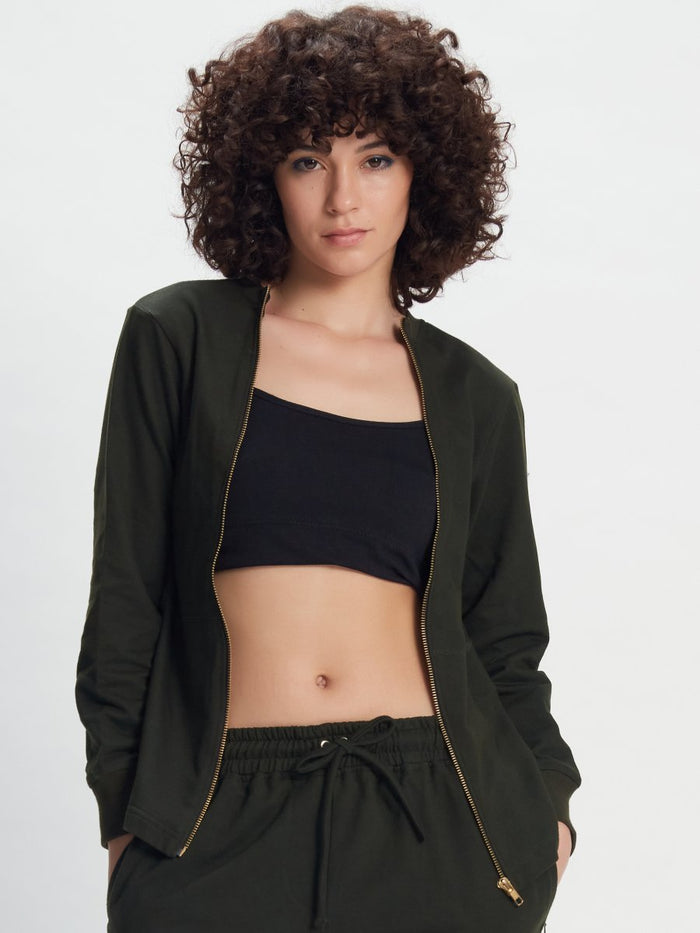 Olive Green Zip-Up Jacket