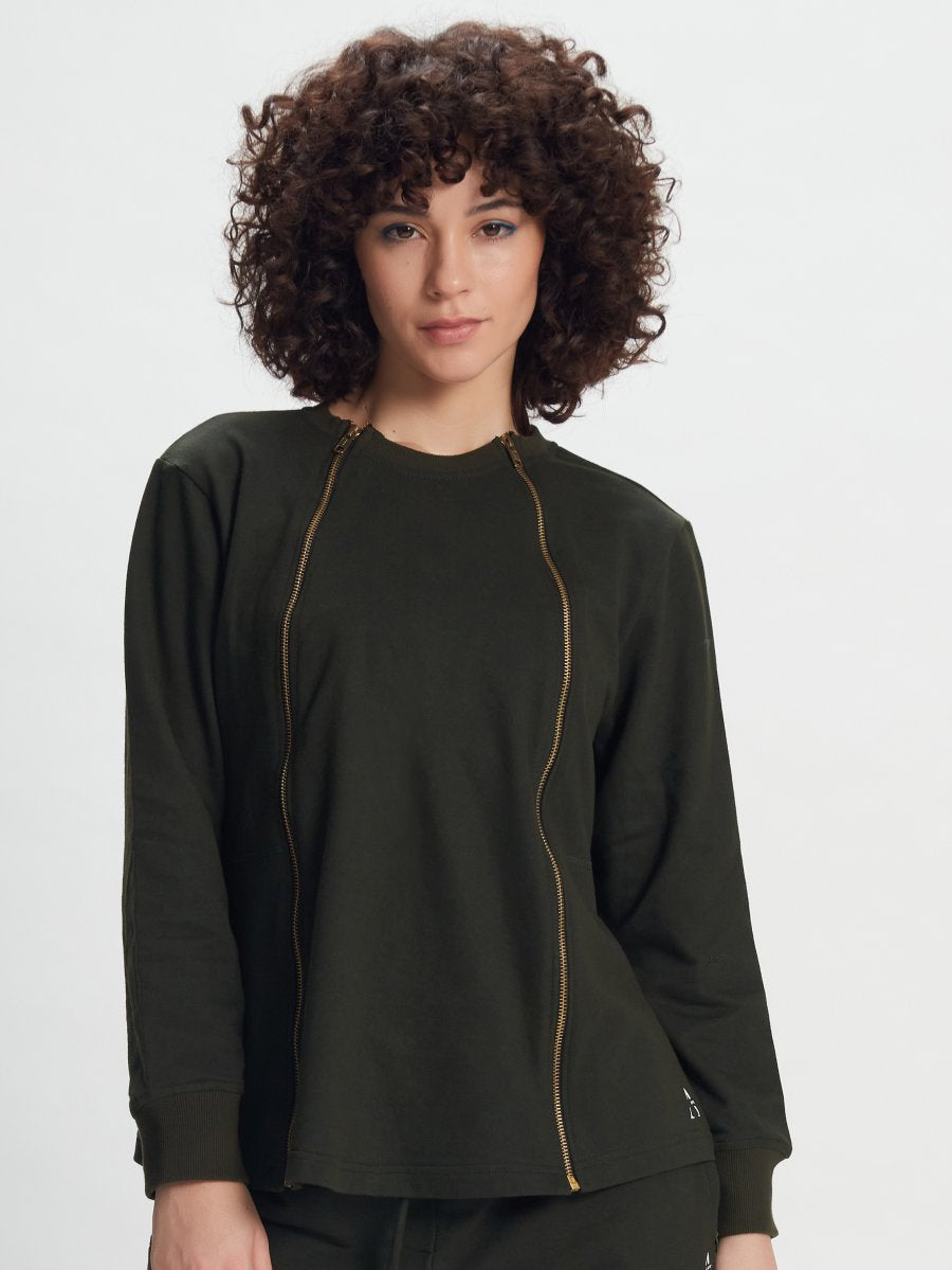 Olive Green Zip-Up Jacket