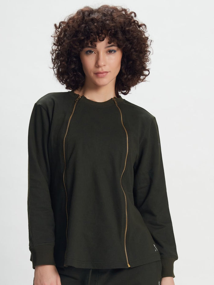 Olive Green Zip-Up Jacket