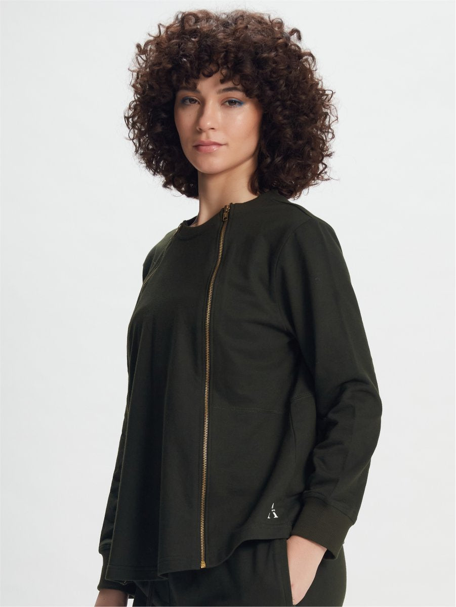 Olive Green Zip-Up Jacket