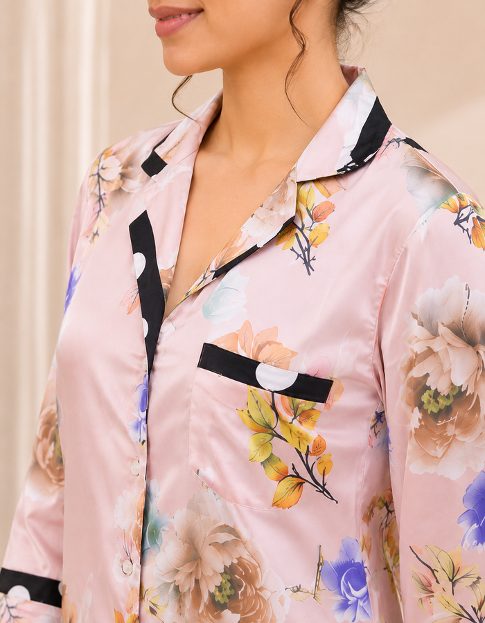 Floral Satin Night Shirt