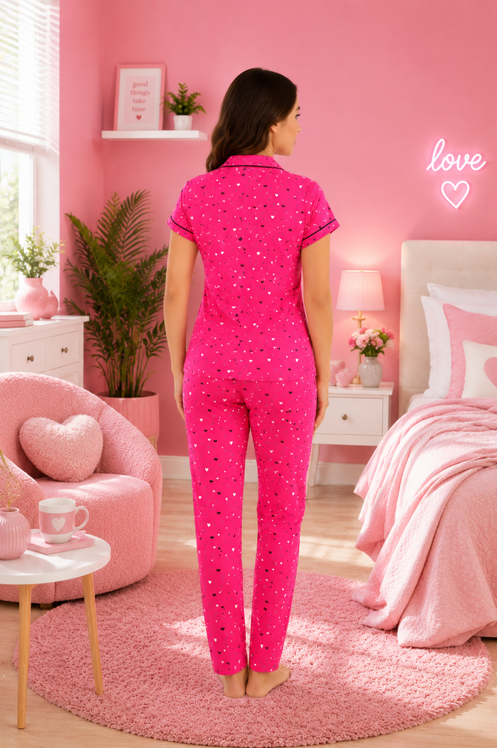 Pink Button Down Pajama Set