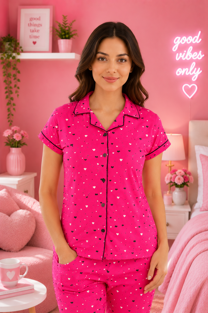Pink Button Down Pajama Set
