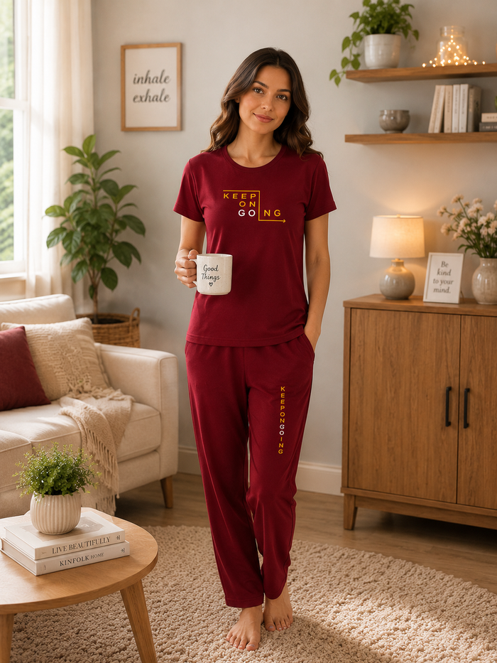 Maroon Tencel Pajama Set
