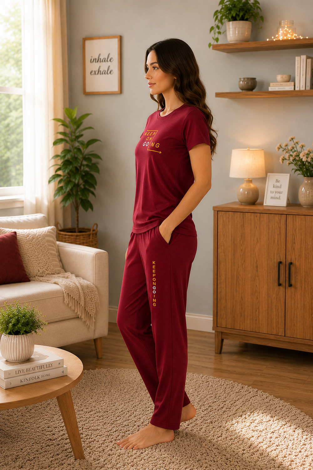 Maroon Tencel Pajama Set