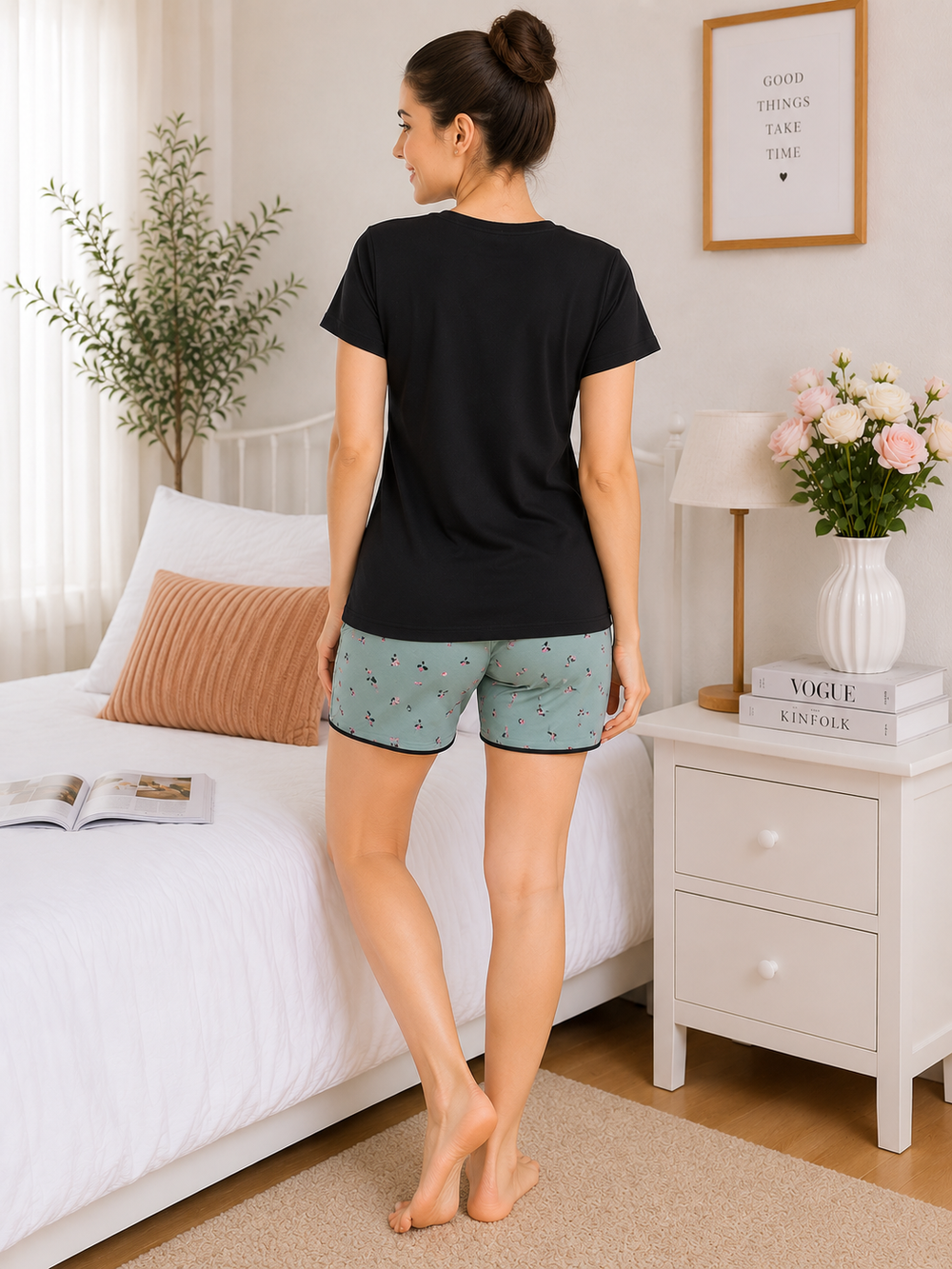 Black Olive Cotton Short Set