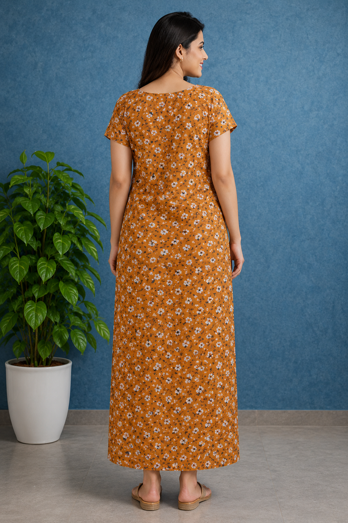Yellow Mustard Floral Comfort Nighty