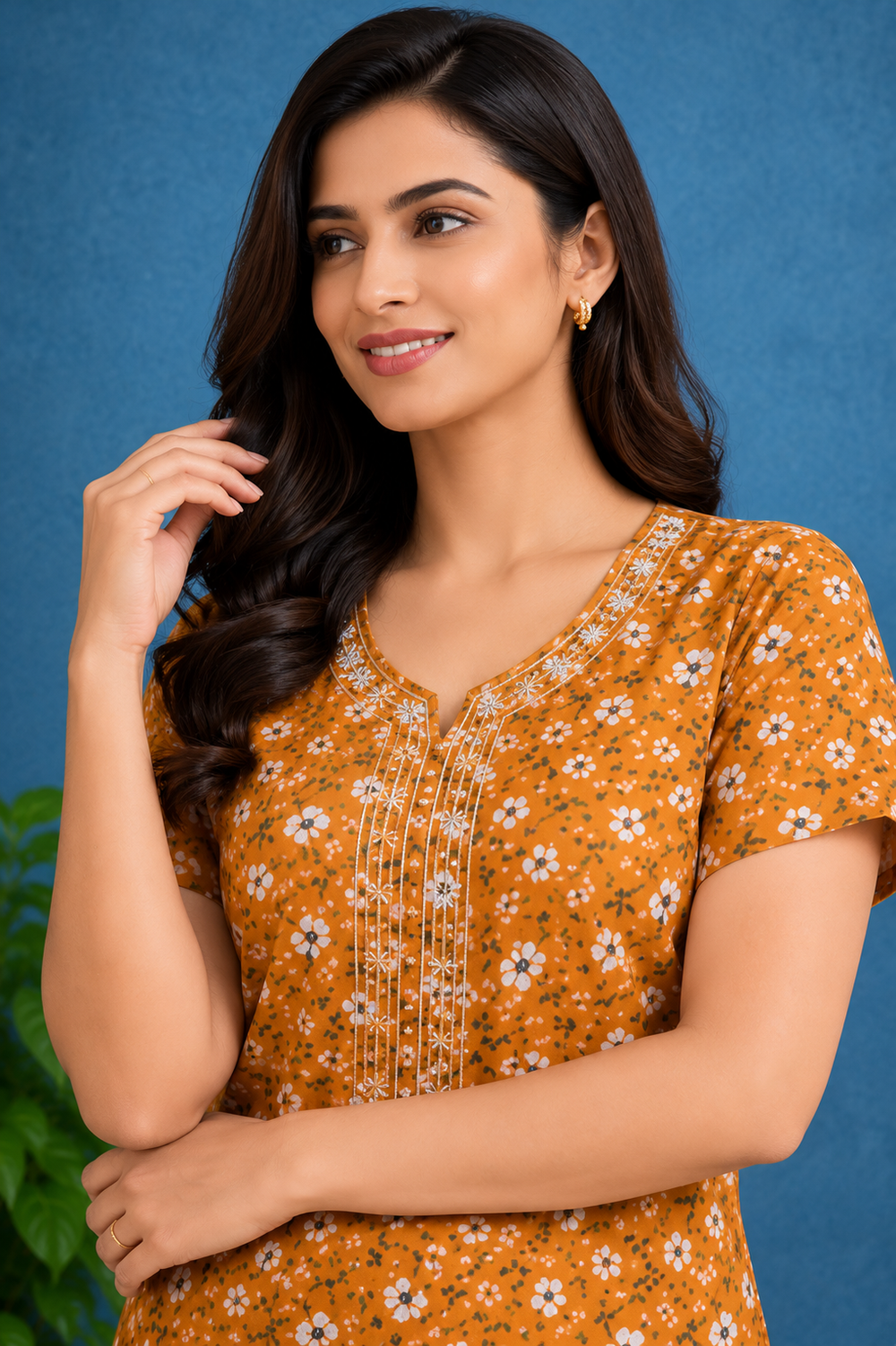 Yellow Mustard Floral Comfort Nighty
