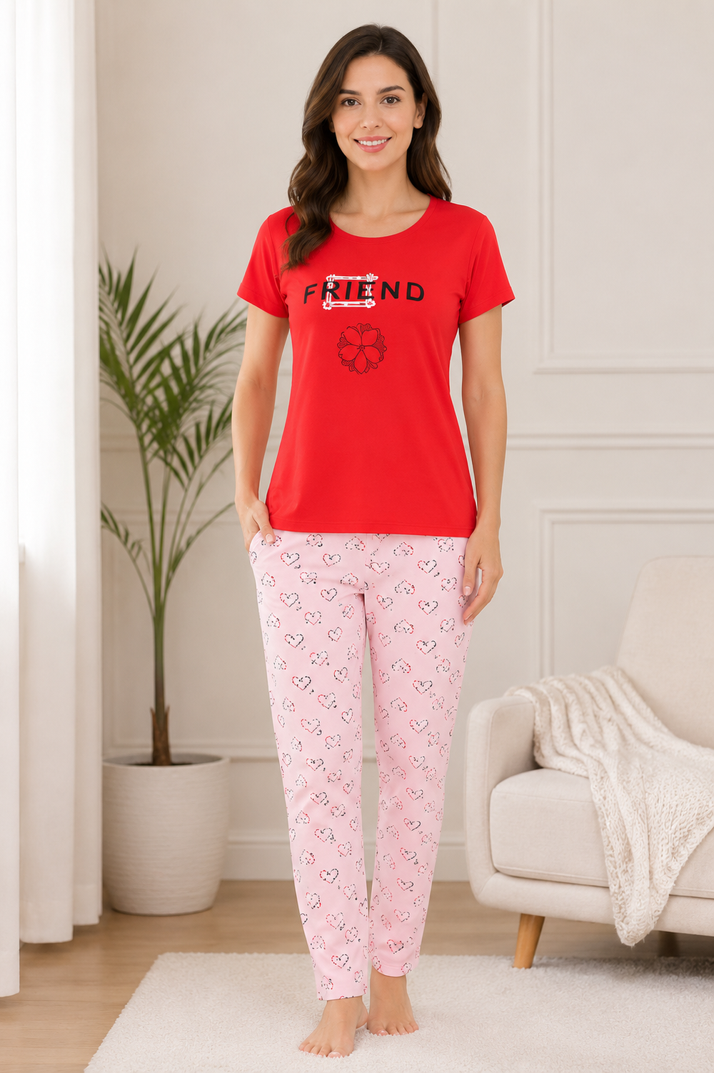 Red T-Shirt Pajama Set