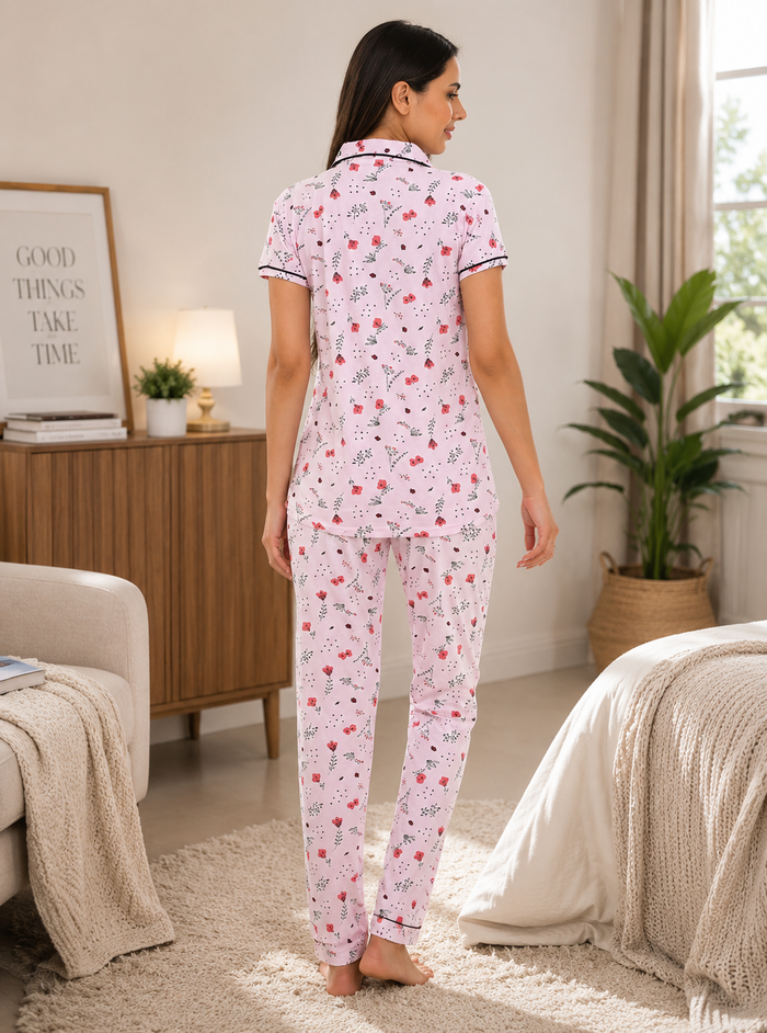 Pink Button-Up Nightwear Set