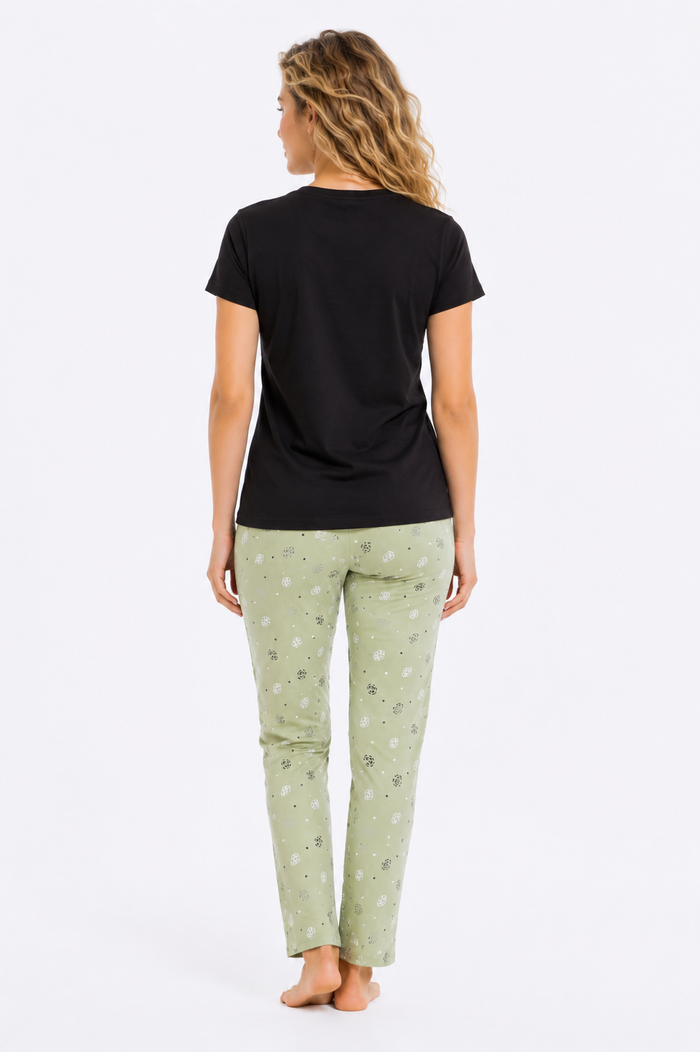 Black and Green T-Shirt Pajama Set