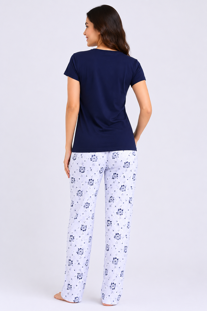 Blue T-Shirt Pajama Set