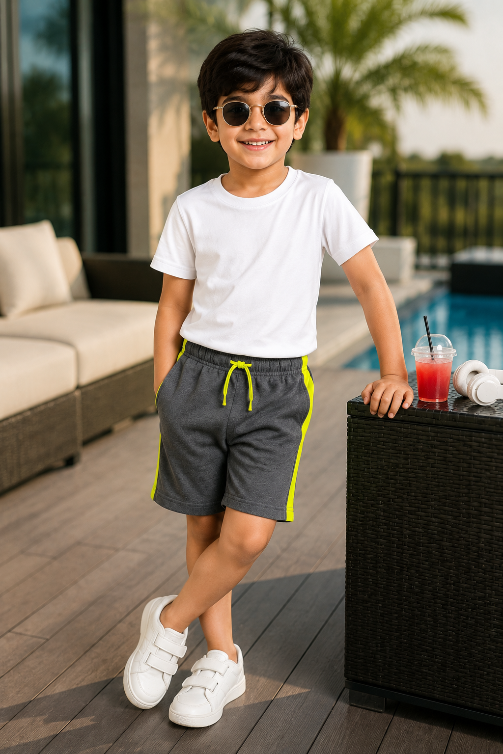 Kids Sports Colorblock Shorts with Drawstring Waistband & Side Panels for Boys and Girls