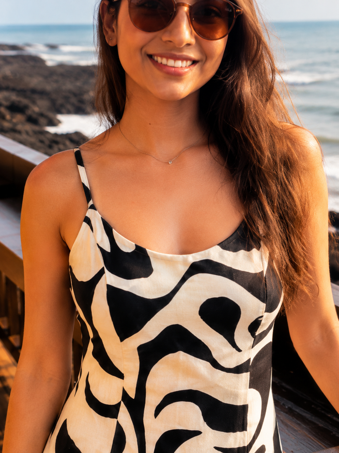 Black White Abstract Mini Dress