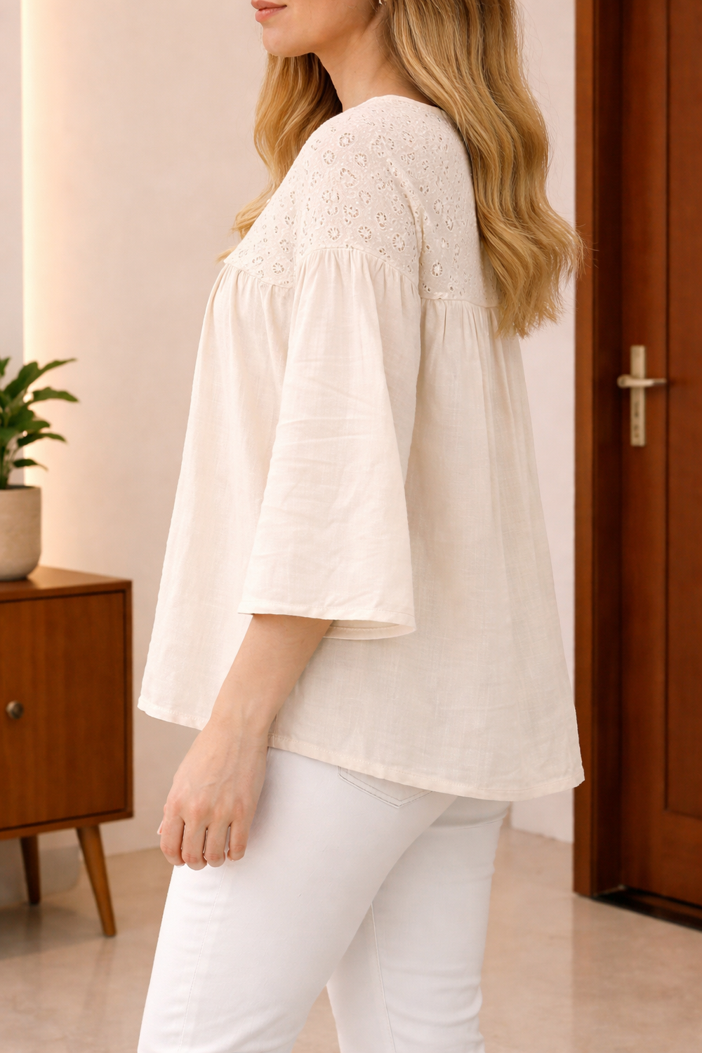 Cream Cotton Tunic Top