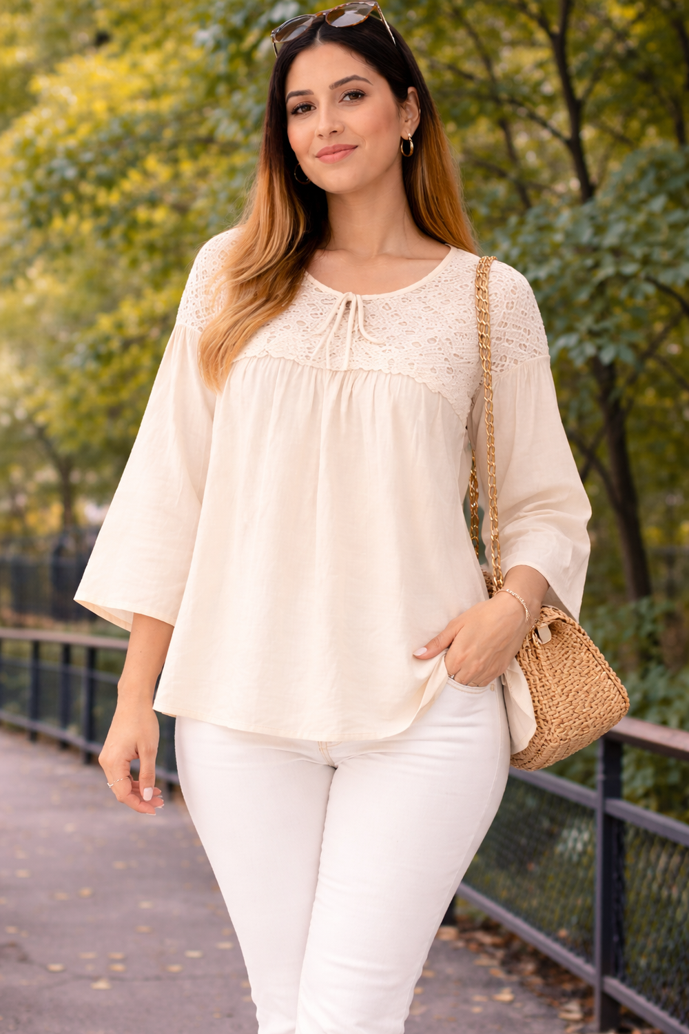 Cream Cotton Tunic Top