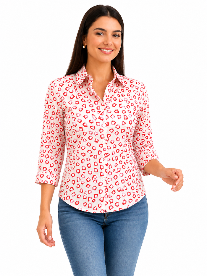 Cream Geometric Printed Shirt