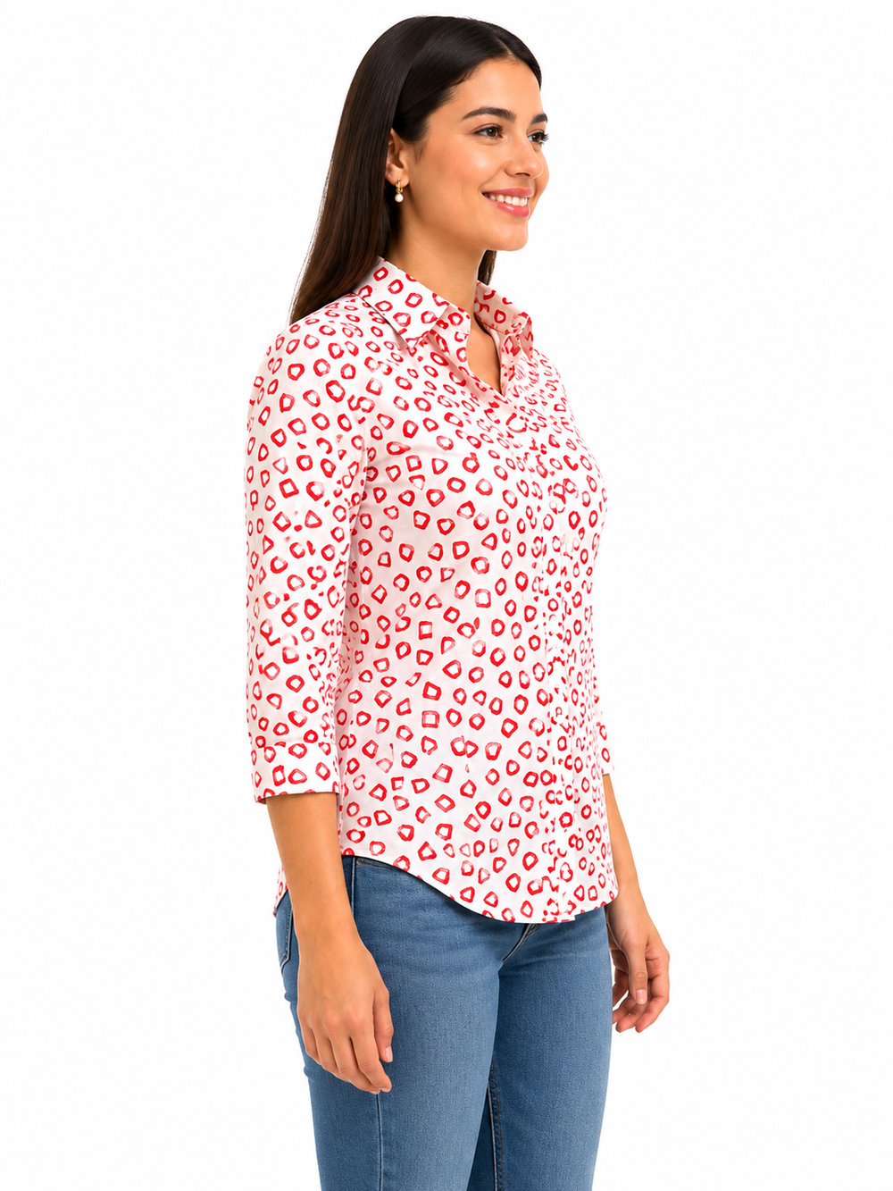 Cream Geometric Printed Shirt