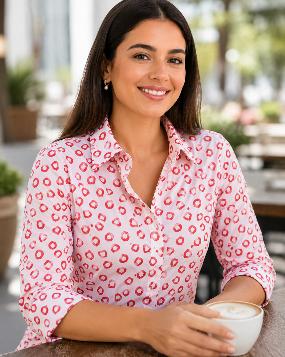 Cream Geometric Printed Shirt