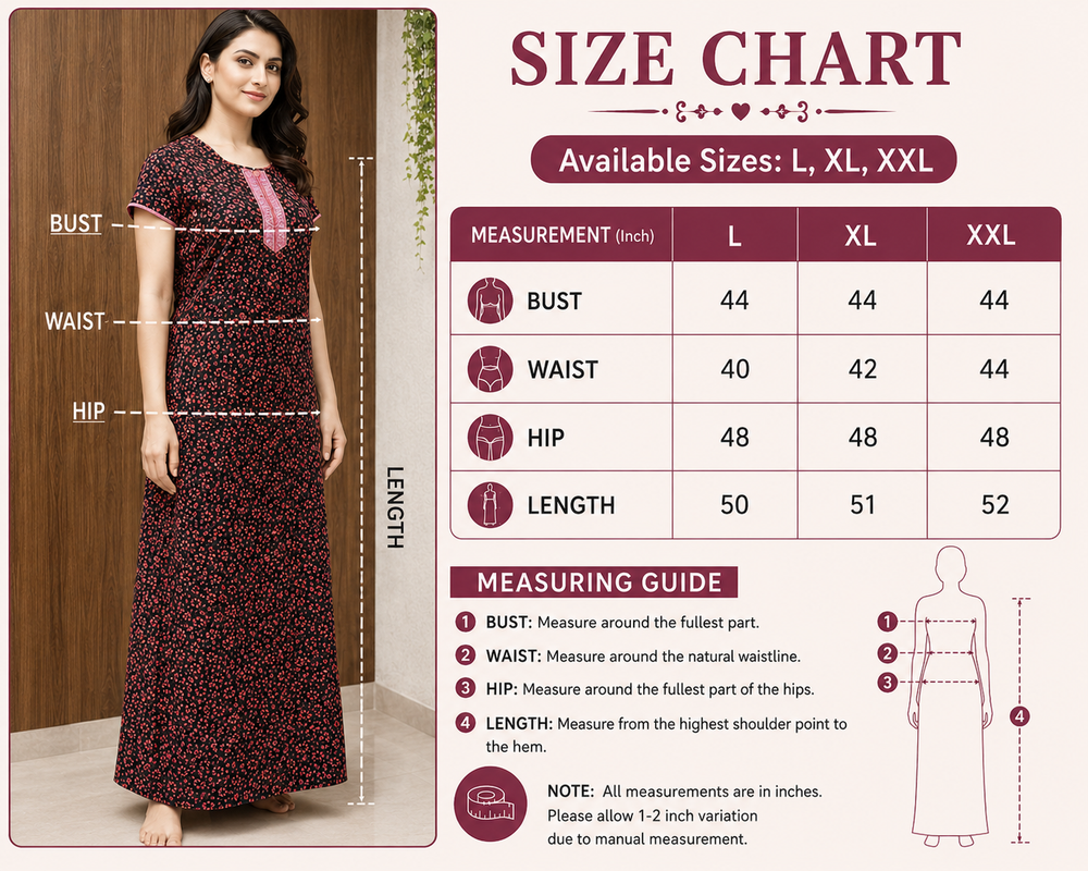 Brown Floral Maxi Nighty