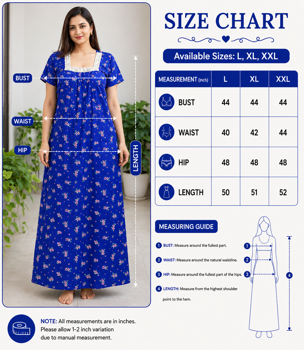 Blue Floral Maxi Nighty