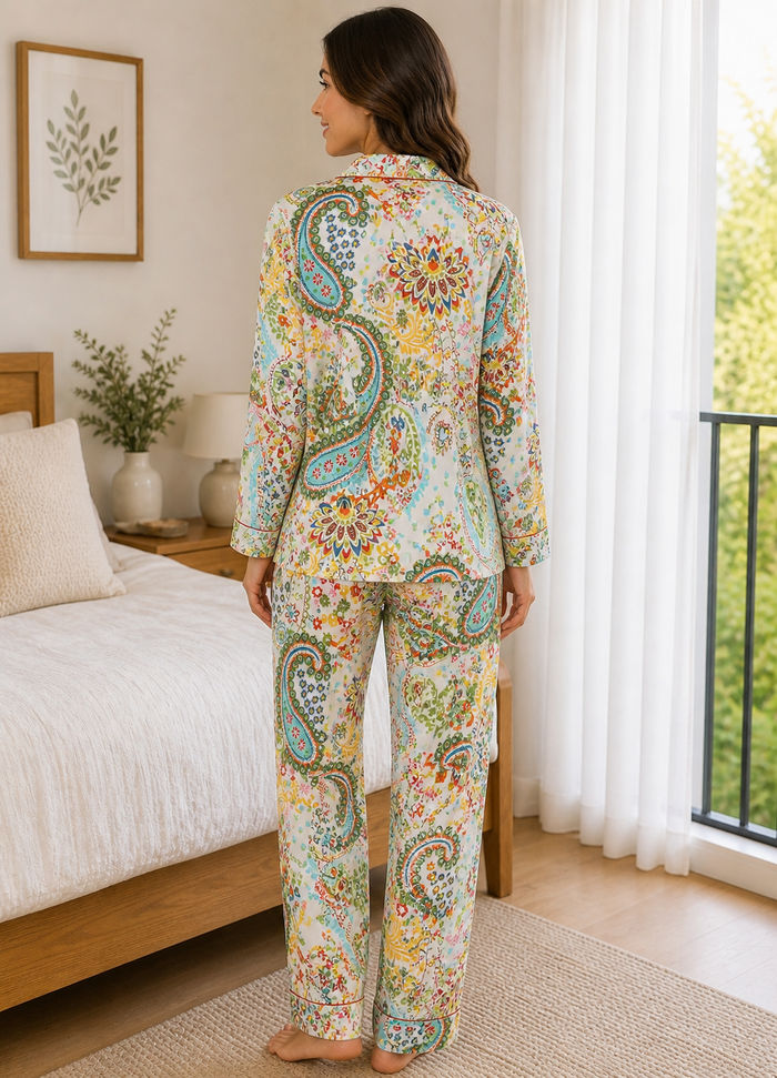 Vibrant Print Cotton Pajama Set