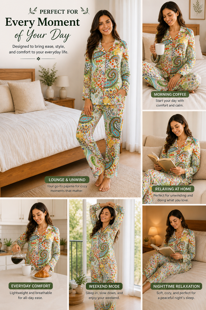 Vibrant Print Cotton Pajama Set