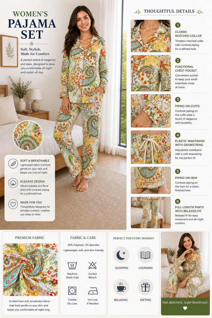 Vibrant Print Cotton Pajama Set