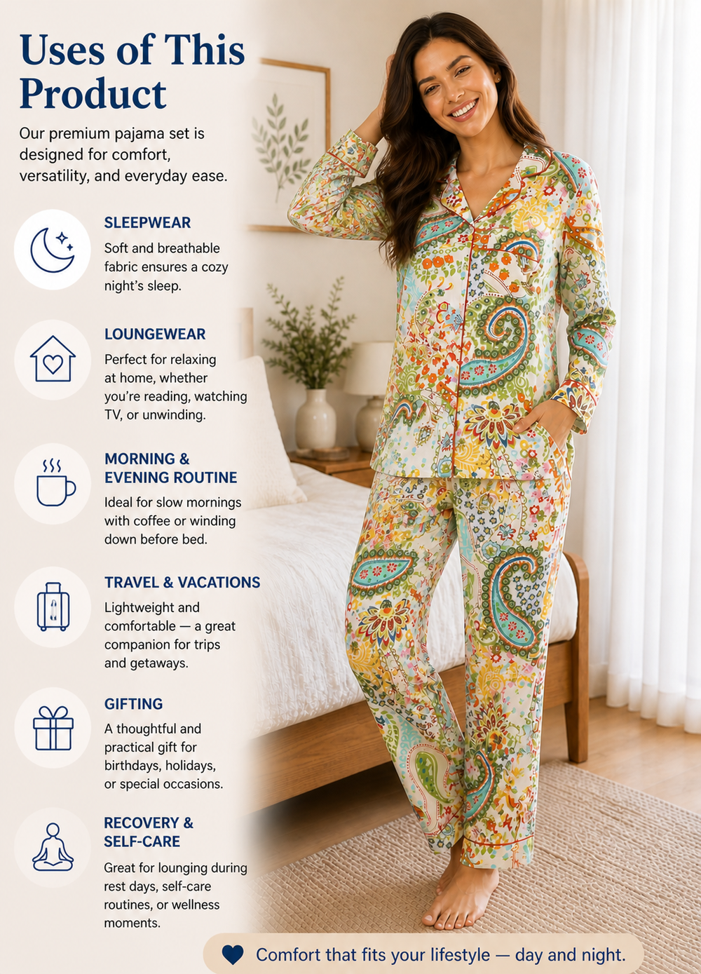 Vibrant Print Cotton Pajama Set